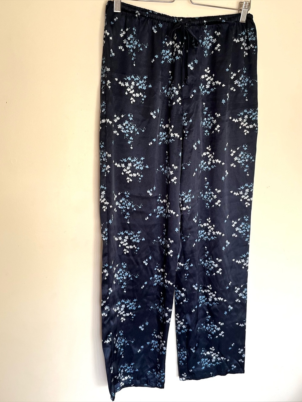 Navy Blue Satin Pajama Pants